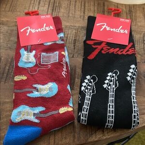 Fender Men's Red and Black Guitar Pattern Socks